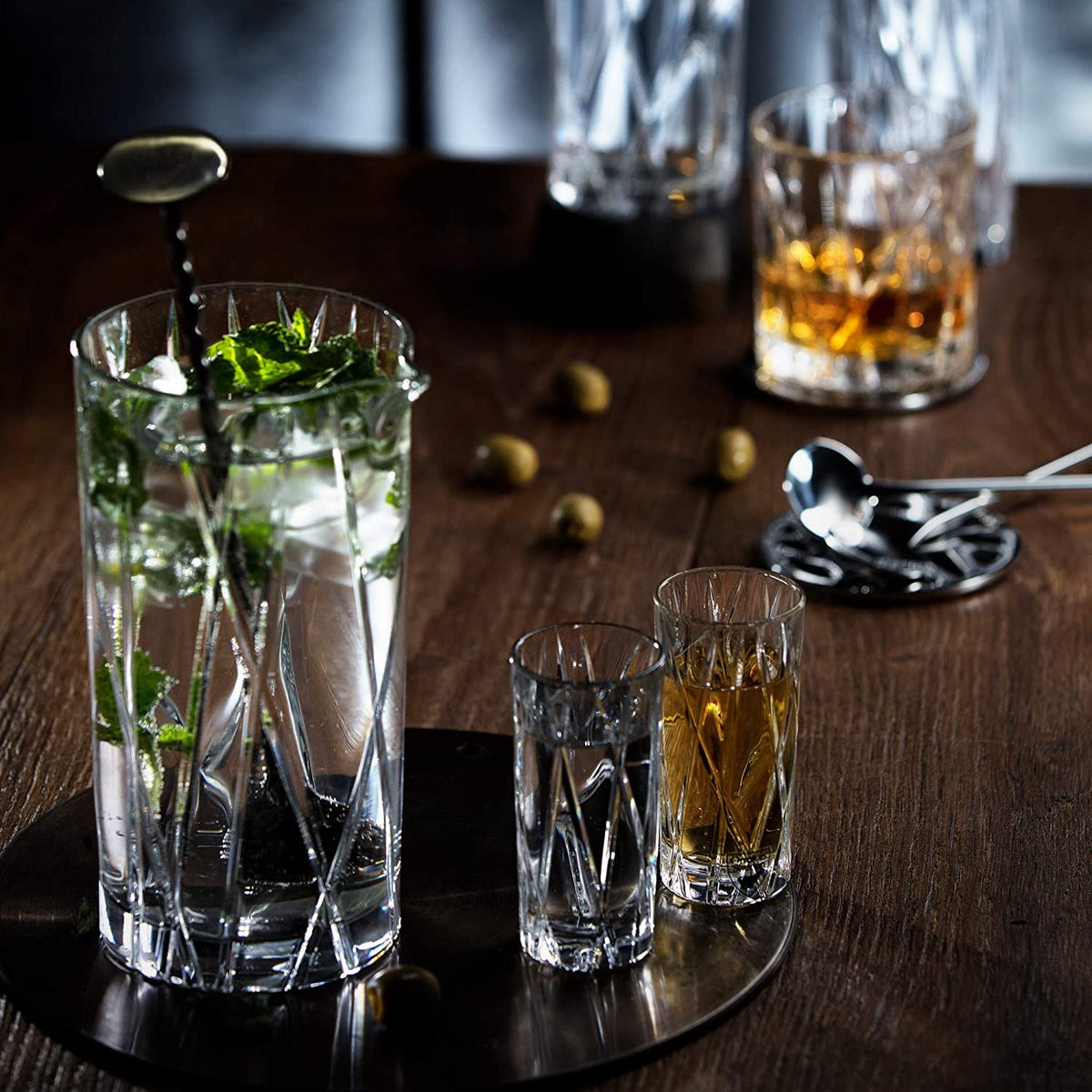 Orrefors City Shot Glasses size reference, 3.375 inches tall