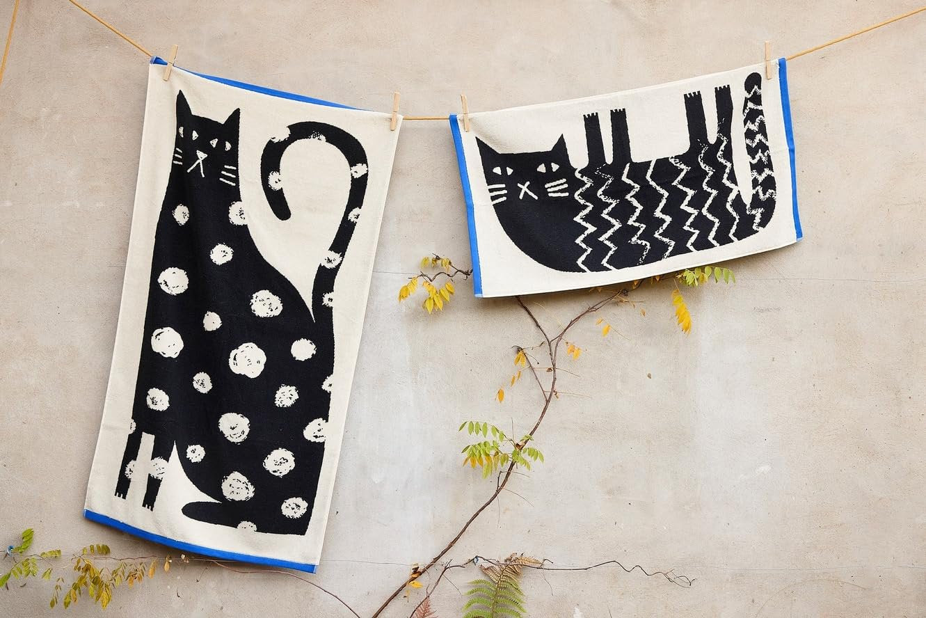 Donna Wilson Lazy Cat Towel | 600gsm Cotton | Portugal