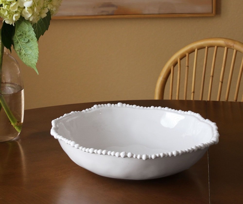 VIDA Alegria Large Pasta Serving Bowl in White Melamine | 12.5"D