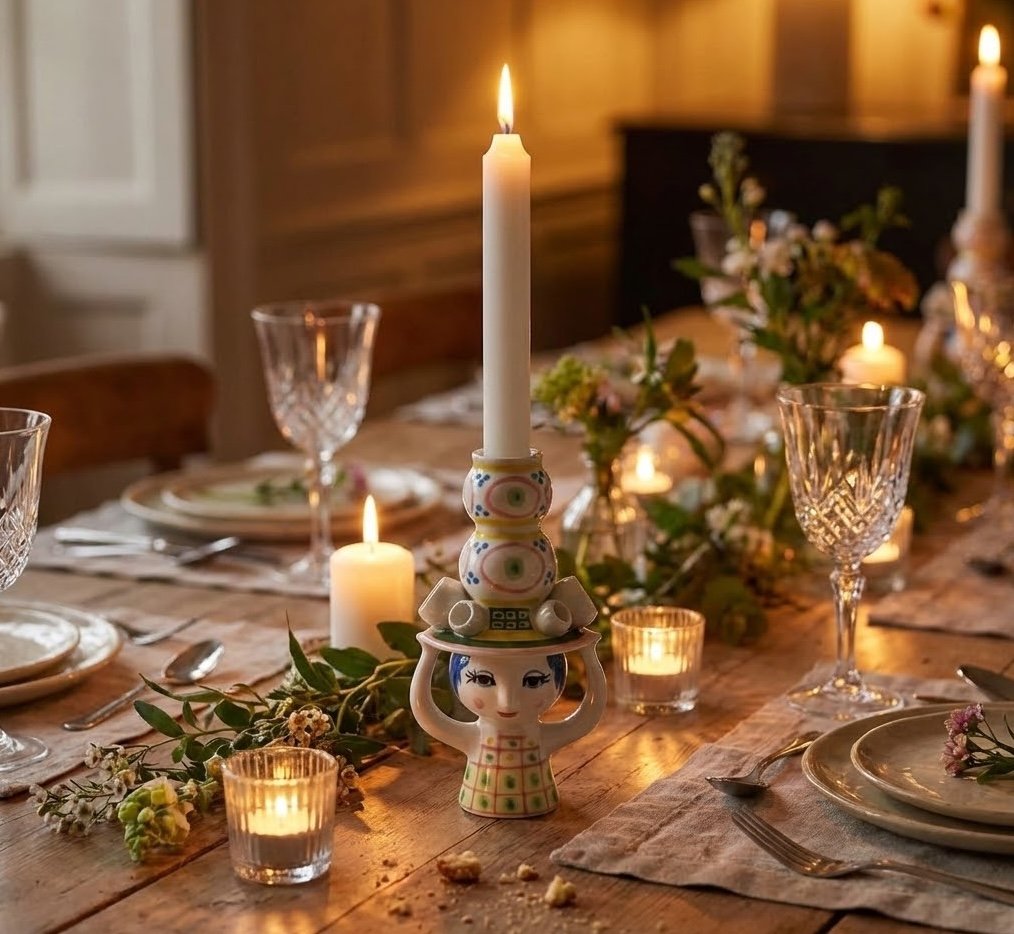 Bjørn Wiinblad Eva Lady With Hat Porcelain Candle Holder