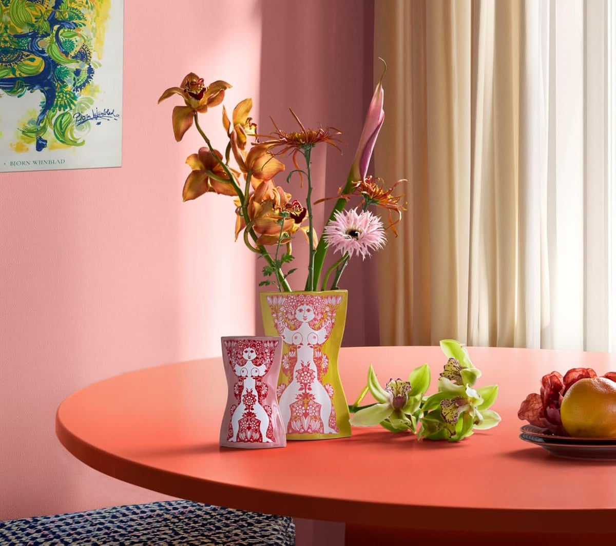 Bjorn Wiinblad Nina Vase, Pink and Red, 6.5" H