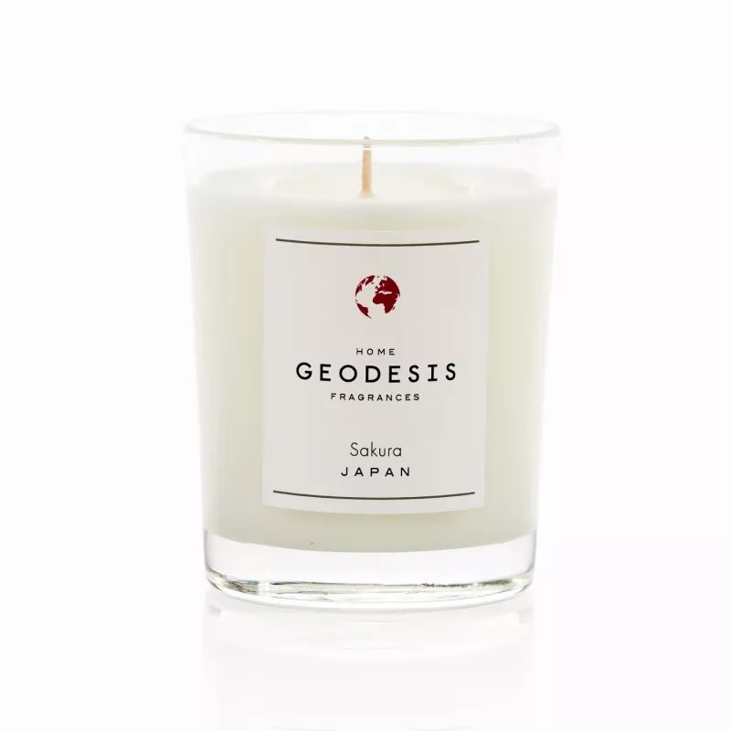 Geodesis Scented Candle Sakura in glass jar – luxury home fragrance