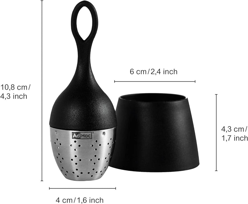 AdHoc TE01 Tea Infuser, (H) 130 mm x (D) 40 mm, Black