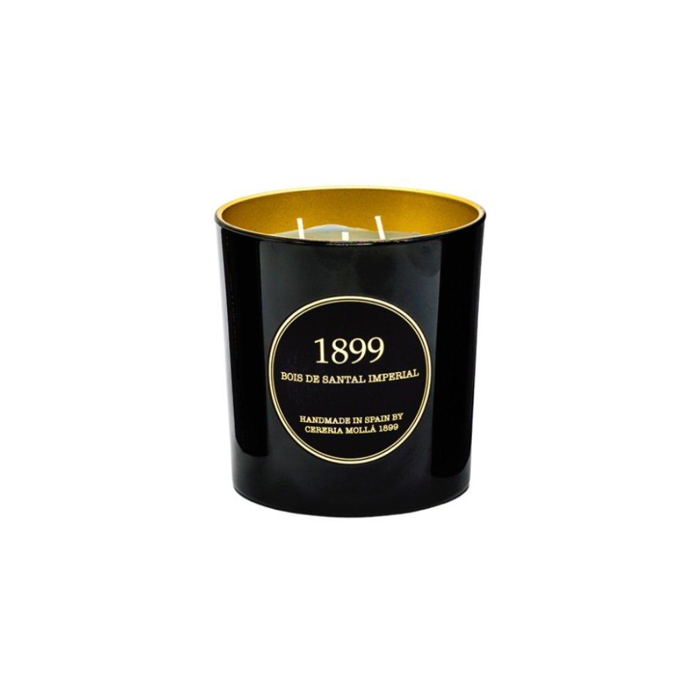 Cereria Molla Candle |  Bois de Santal Imperial Gold Edition 3-Wick XL Luxury Candle (21oz) Fragrances of Vanilla, Patchouli & Musk