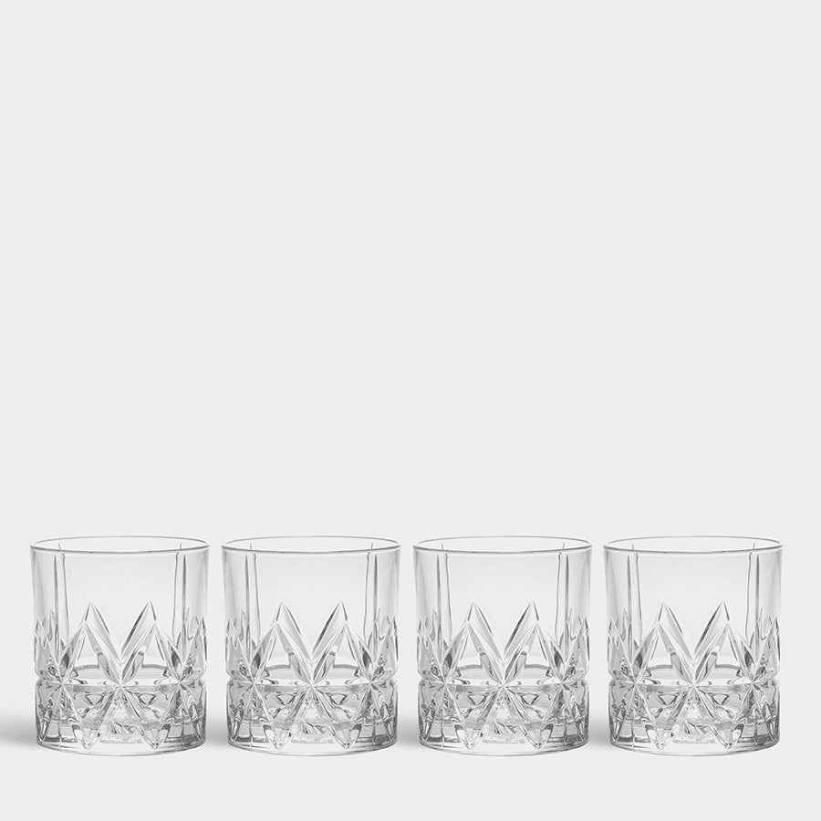 Orrefors Peak Double Old Fashioned Glass, Set of 4