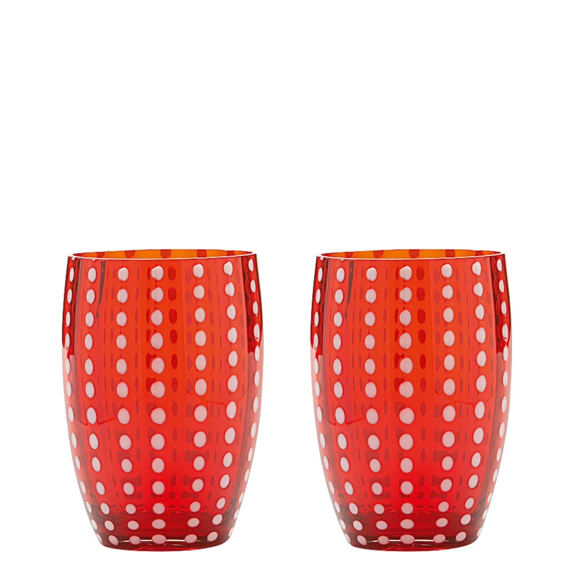 Zafferano Perle Glass Tumblers (10.8oz) | Set of 2 red