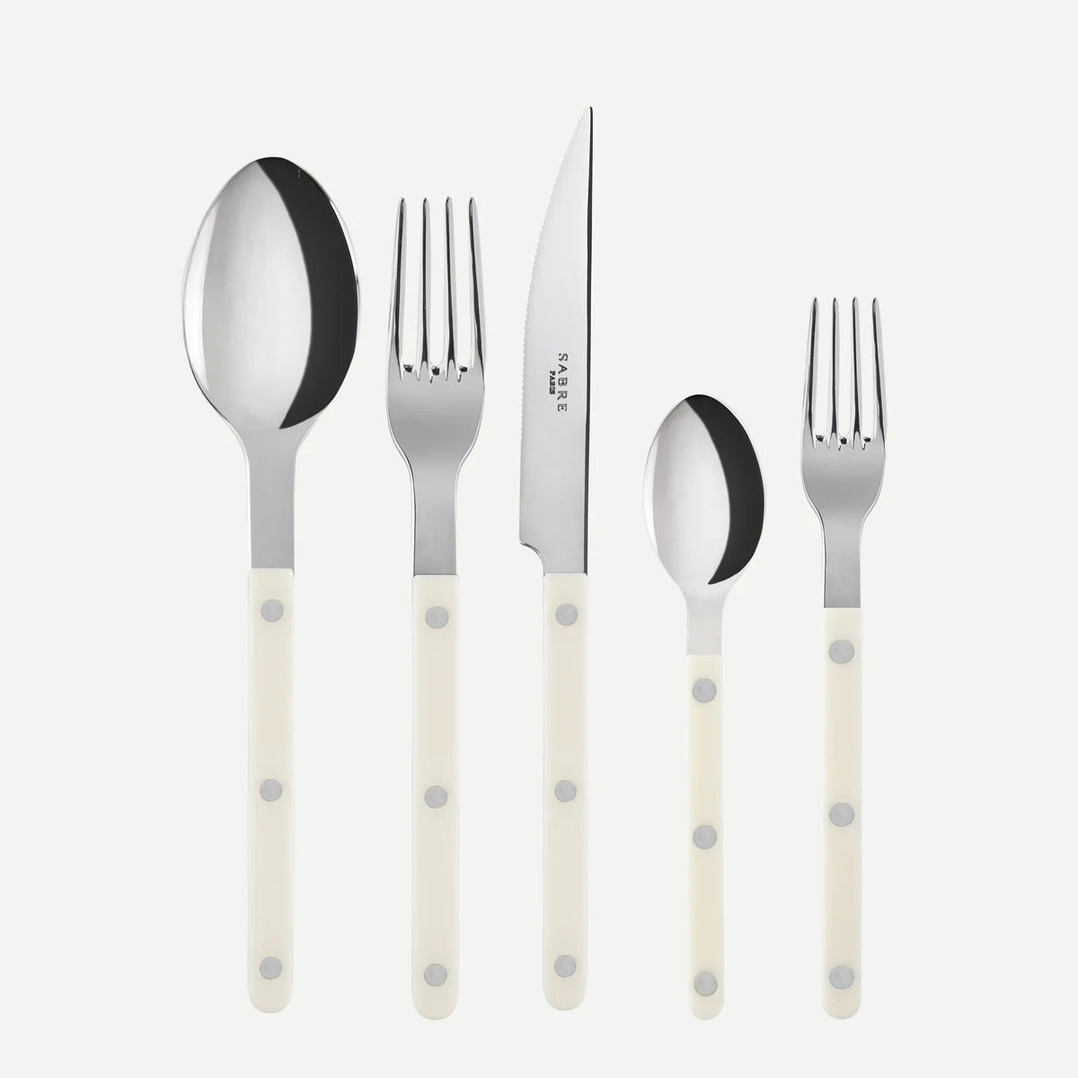 Bistrot Flatware Set 5 Piece Place Setting | Service for 4 (20 Pieces) | Shiny Ivory