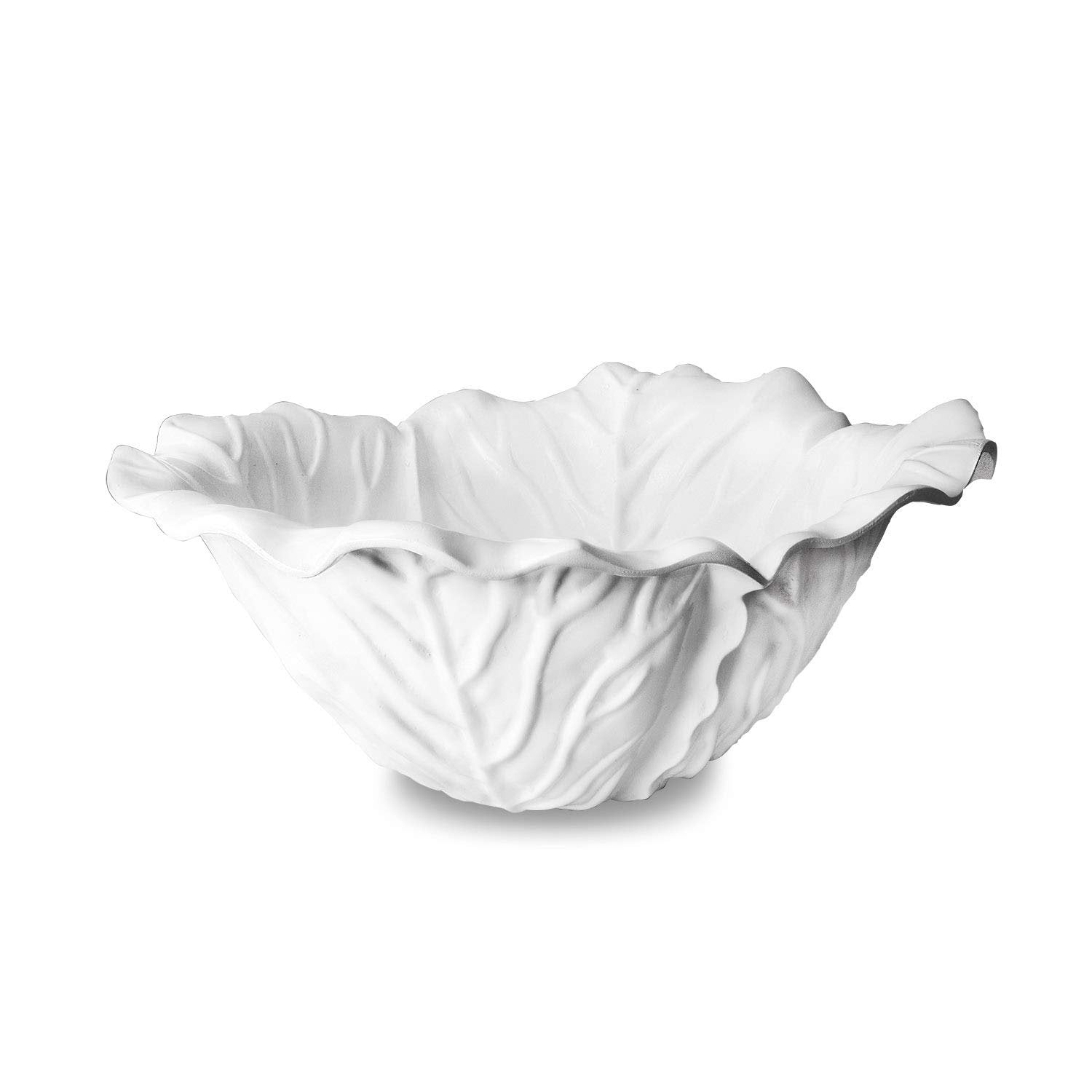 Beatriz Ball White Large Serving Bowl Lettuce Leaf Design