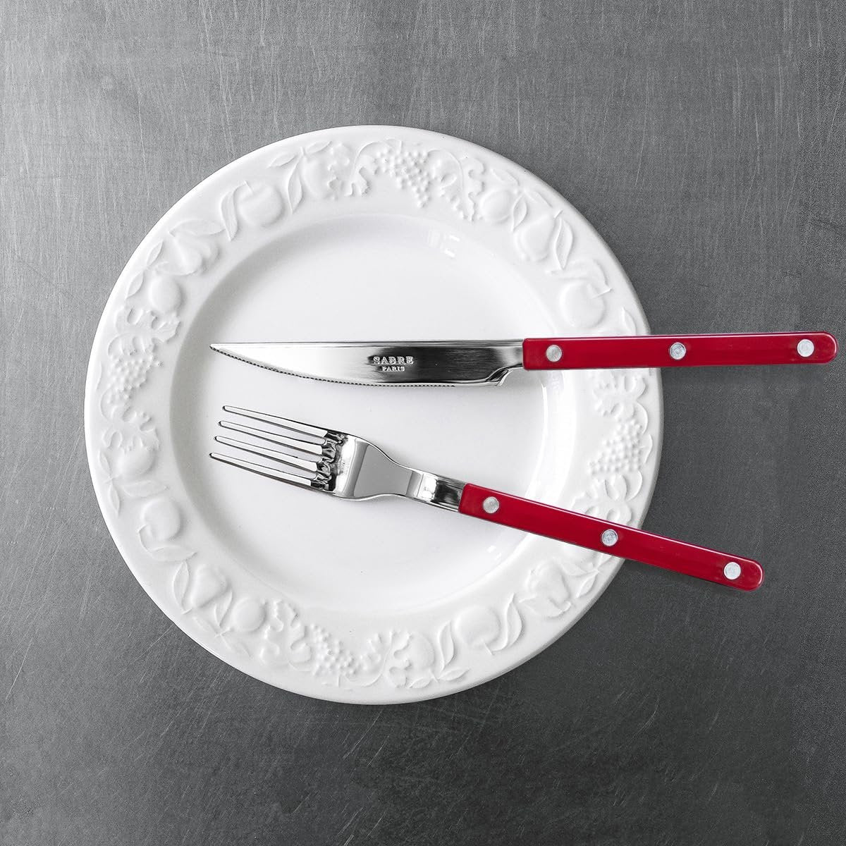Sabre Bistrot Flatware Stainless Steel | Burgundy Shiny | 5-Piece Set