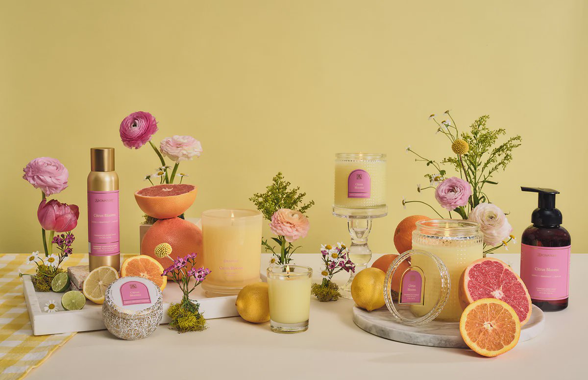 Aromatique Citrus Blooms Scented Foundry Candle 10oz Glass Vessel with Lid