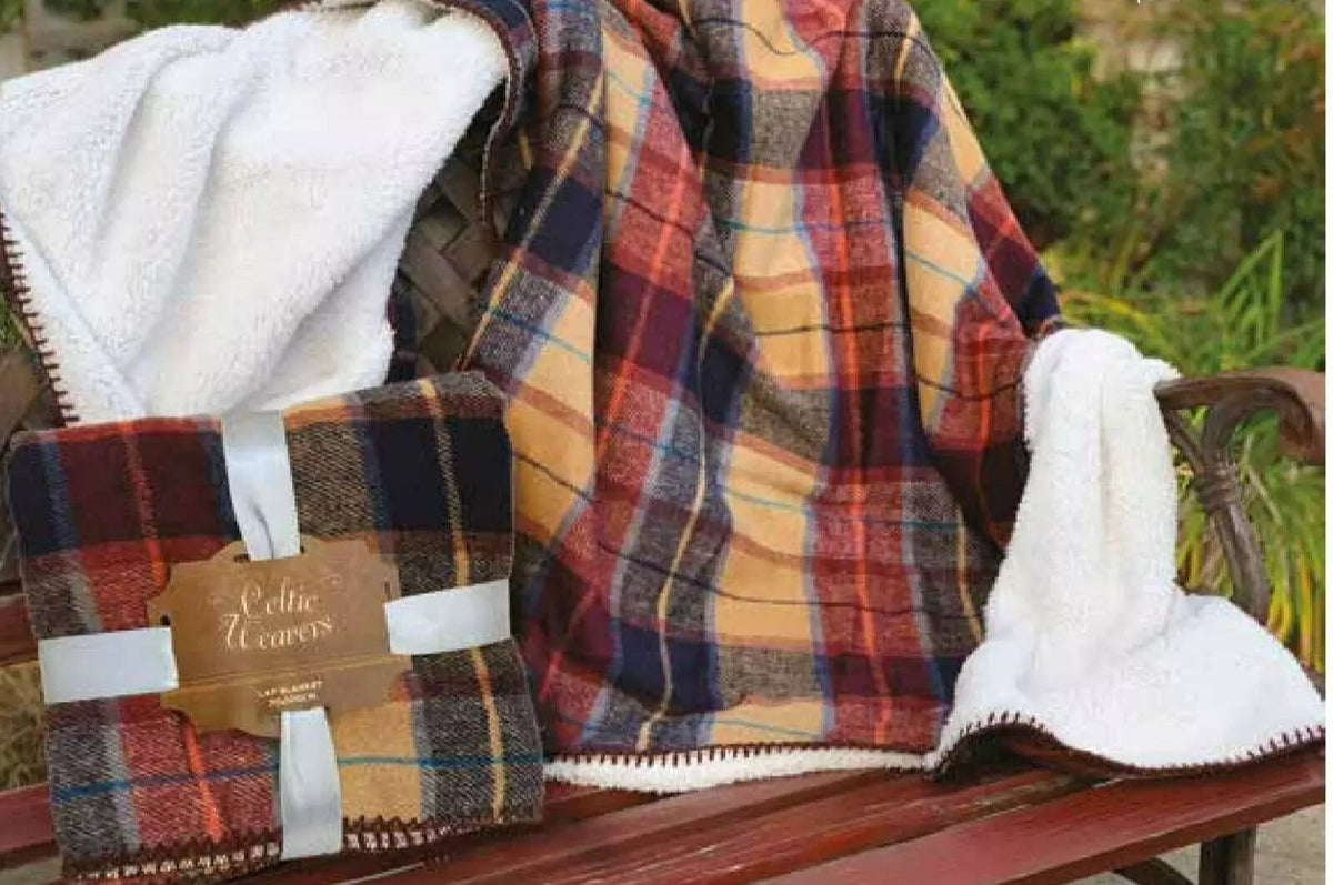 Samuel Lamont, Throw Blanket (Irish Tweed Red) Celtic Weavers Woven Cotton
