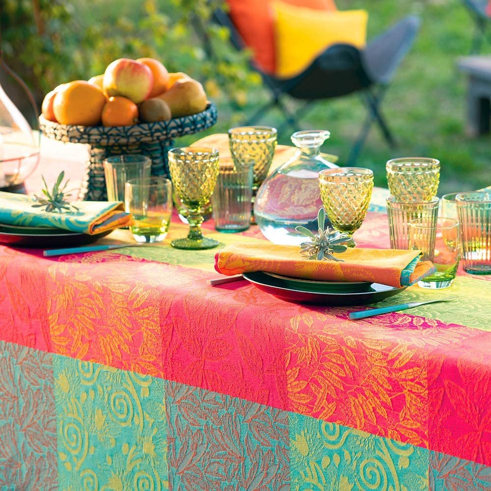 Garnier Thiebaut Mille Buissons Floraison French Coated Cotton Tablecloth