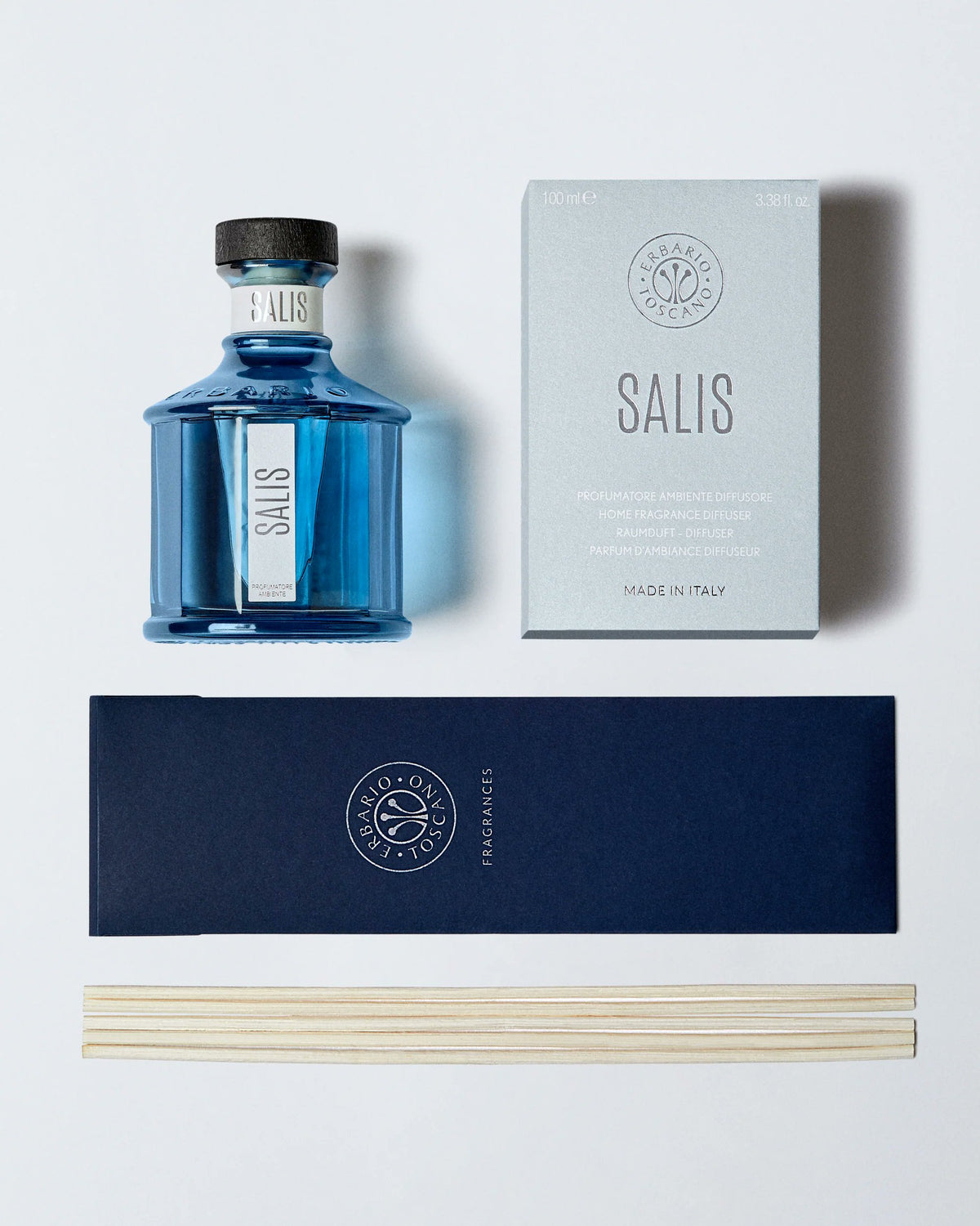 Erbario Toscano Salis diffuser bottle and reeds detail