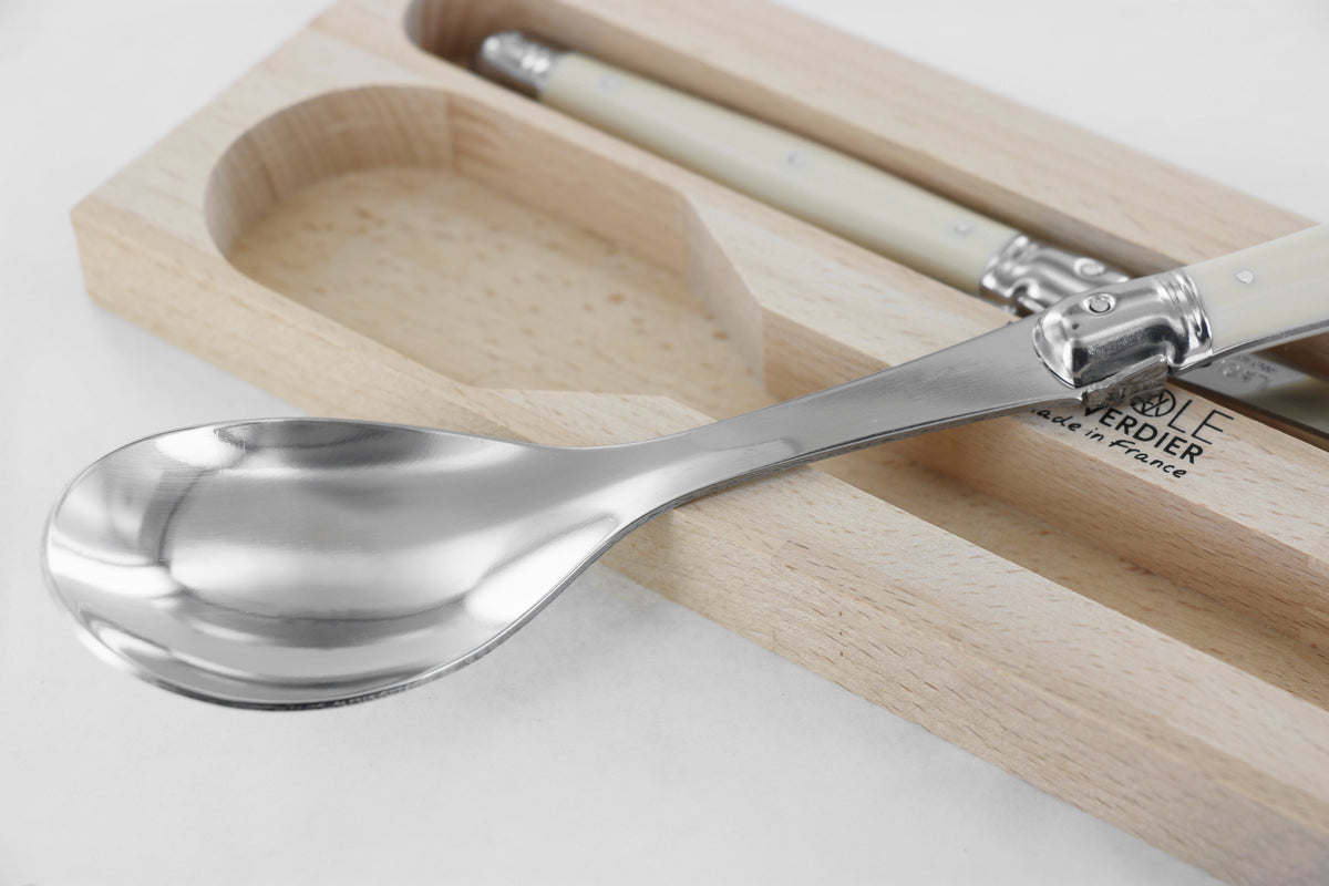 Laguiole Andre Verdier DEBUTANT INOX 2 pc salad set - Mirror finish - In box - Stainless steel