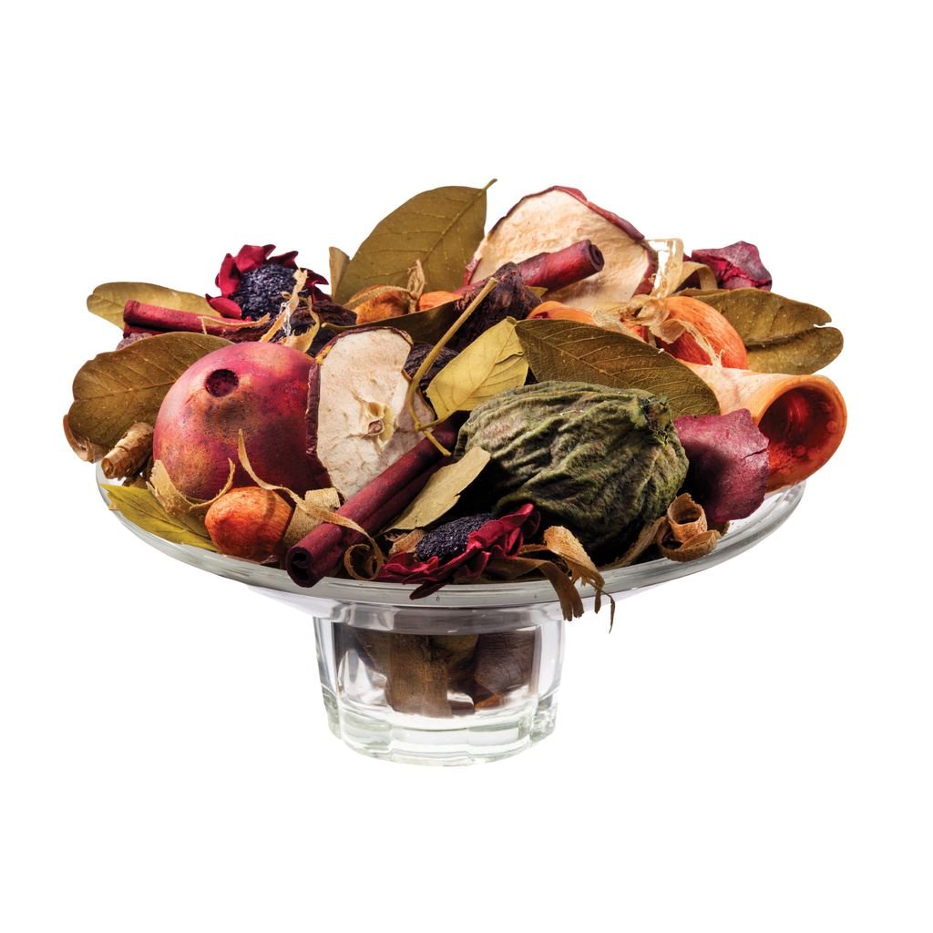 Aromatique Decorative Fragrance Bowl in Ribbed Pedestal Glass for Potpurri and Aroma Accesories