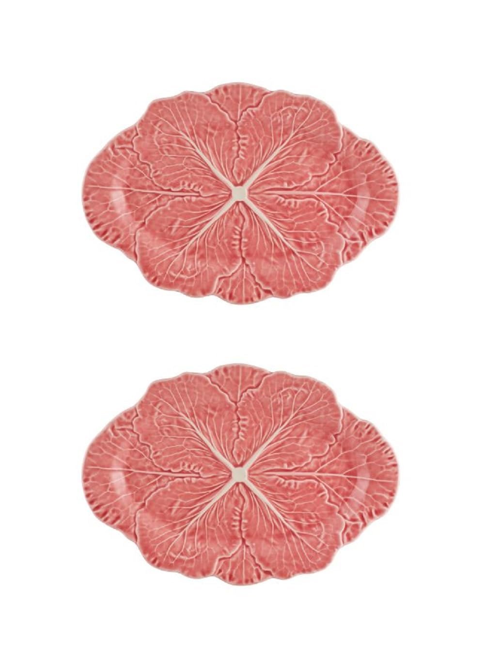 Bordallo Pinheiro Pink Cabbage Small Oval Platter | Set of 2