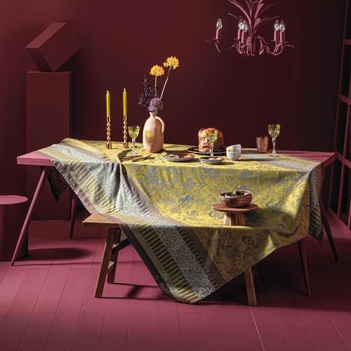 Garnier Thiebaut 59"x87" Rectangle Mille Vergers Mordore French Tablecloth, Coated Cotton