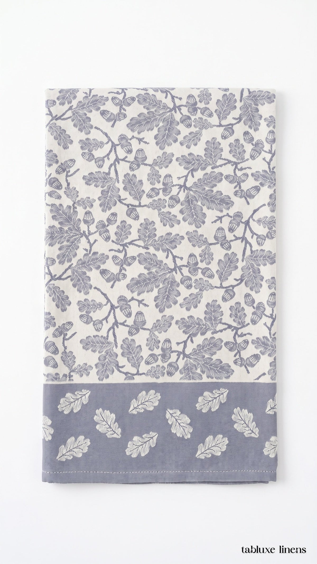 Busatti Rovere Navy Italian cotton kitchen towel folded on white background