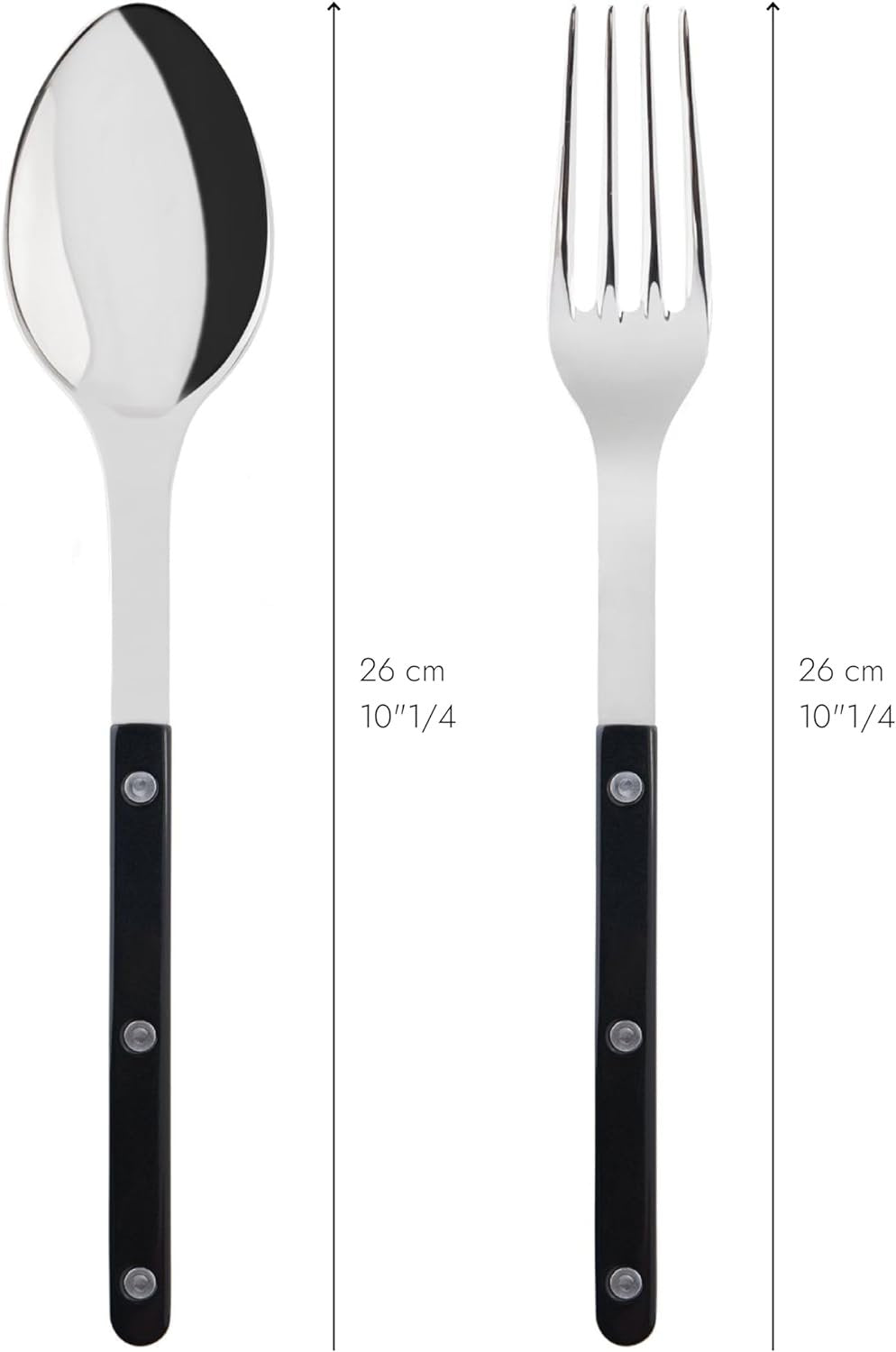 Sabre-Paris 2-Piece Serving Set - Bistrot Collection - Large Fork & Large Spoon - Stainless Steel & Nylon - Dishwasher Safe - Brilliant Finish