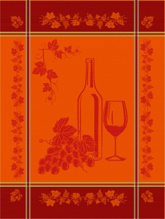 Kitchen Tea Towel Fine European Linens Jacquard 100% Cotton "In Vino" (20x28")