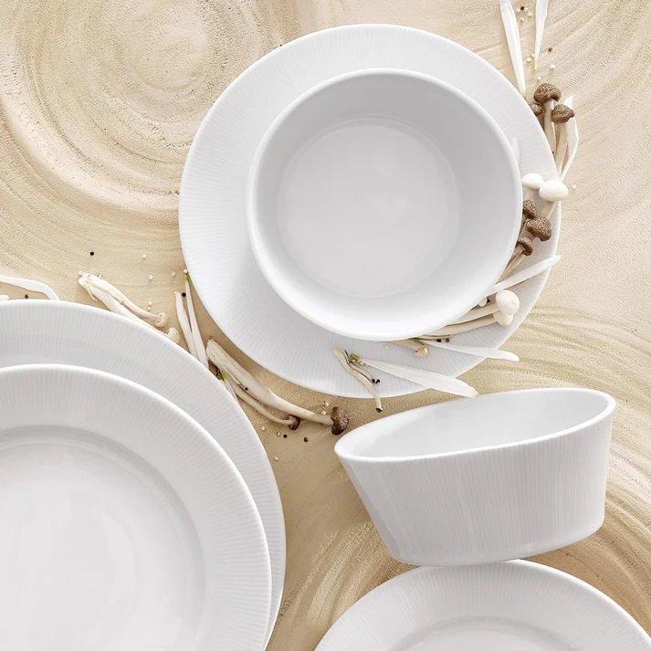 Pillivuyt Eventail Bowl in White Porcelain | Set of 4 | 6"D