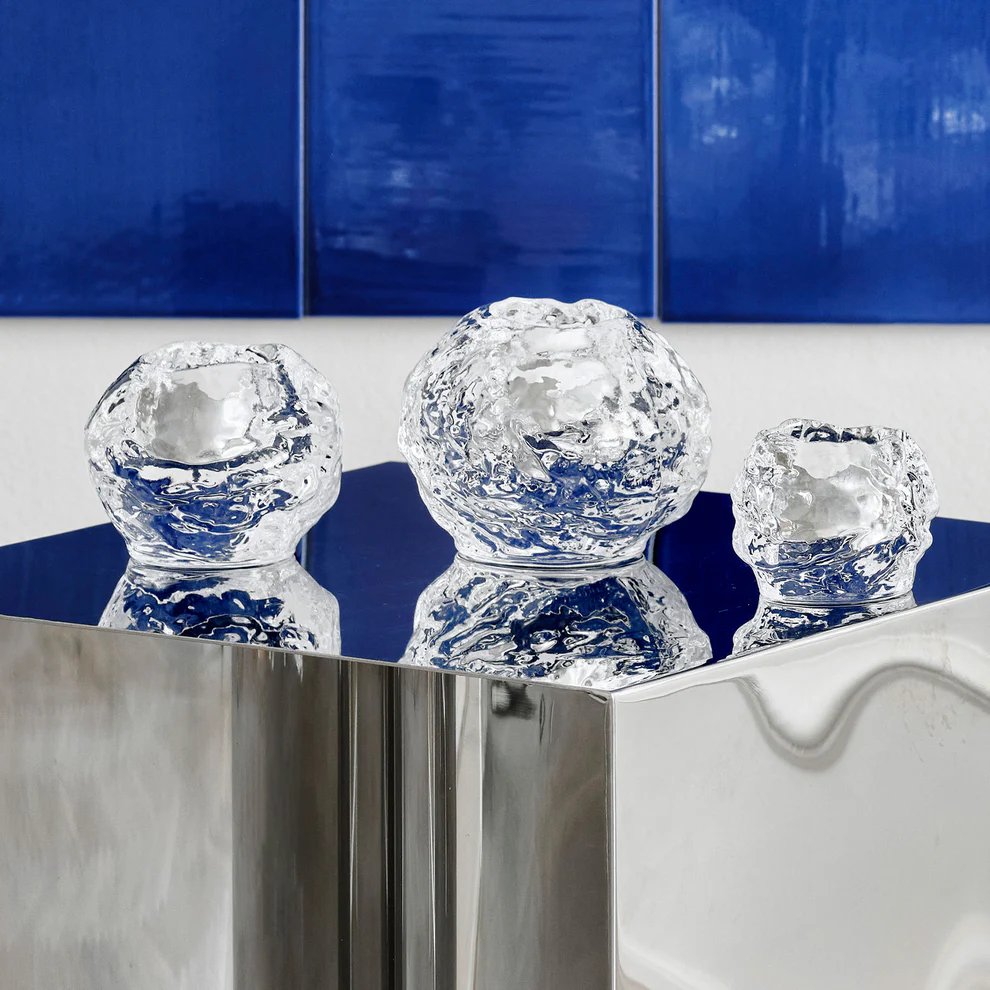 Kosta Boda Snowball Glass Votive Candle Holder - Thumbnail 4