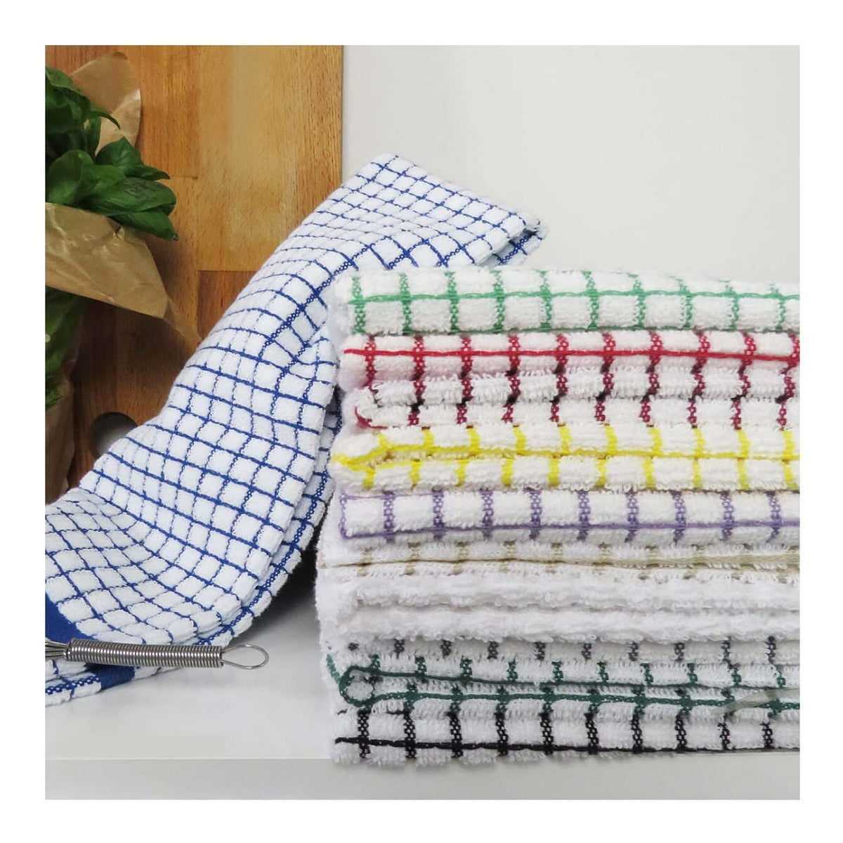 Poli-Dri Cotton Tea Towel Kitchen Linens Green 6-Pack White/Green by Samuel Lamont