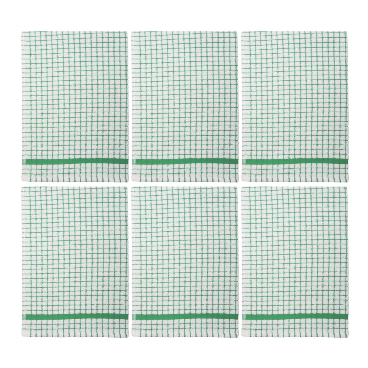 Poli-Dri Cotton Tea Towel Kitchen Linens Green 6-Pack White/Green by Samuel Lamont
