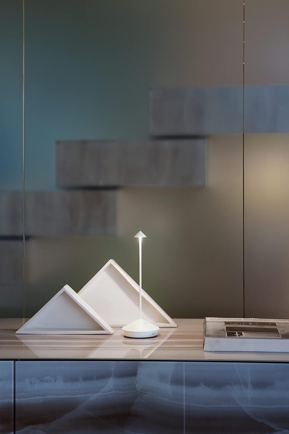 Zafferano Pina Pro LED Table Lamp in Aluminum Indoor/Outdoor | White