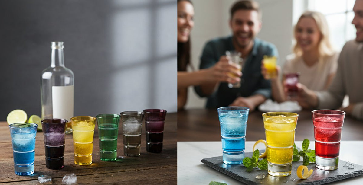 Mixed Color Shot Glass Set | Mouth-Blown Barware | Set of 6