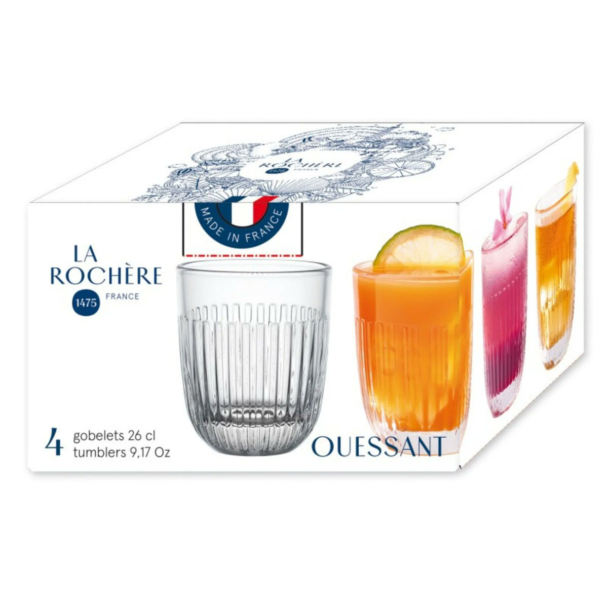 La Rochère Ouessant tumbler vertical embossing close-up