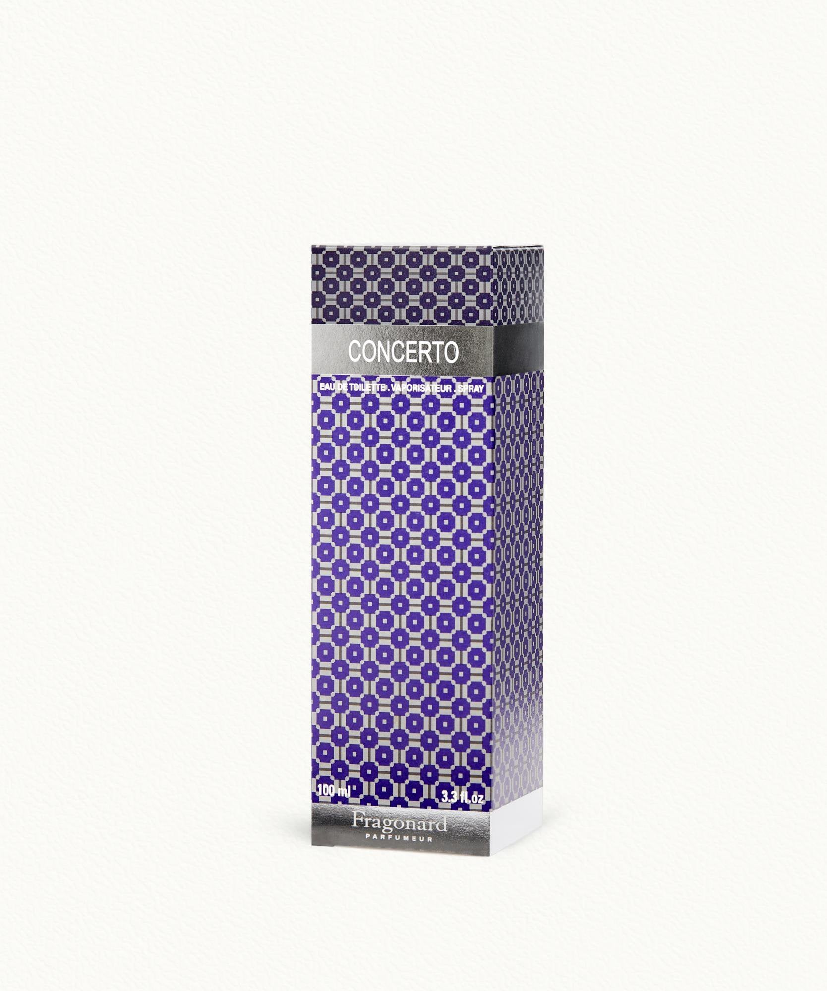 Fragonard Concerto 100ml Eau de Toilette flat lay bergamot jasmine tea sandalwood amber