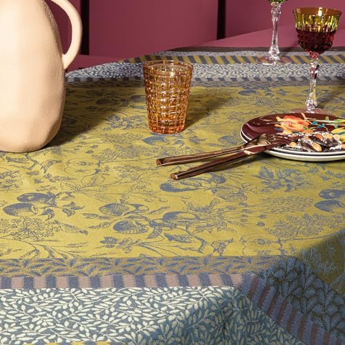Garnier Thiebaut 59"x87" Rectangle Mille Vergers Mordore French Tablecloth, Coated Cotton