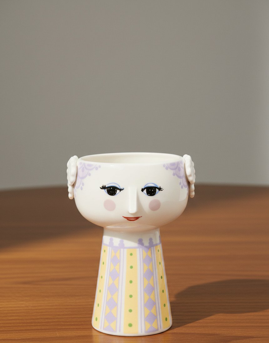 Bjørn Wiinblad Eva Porcelain Vase Lavender Yellow