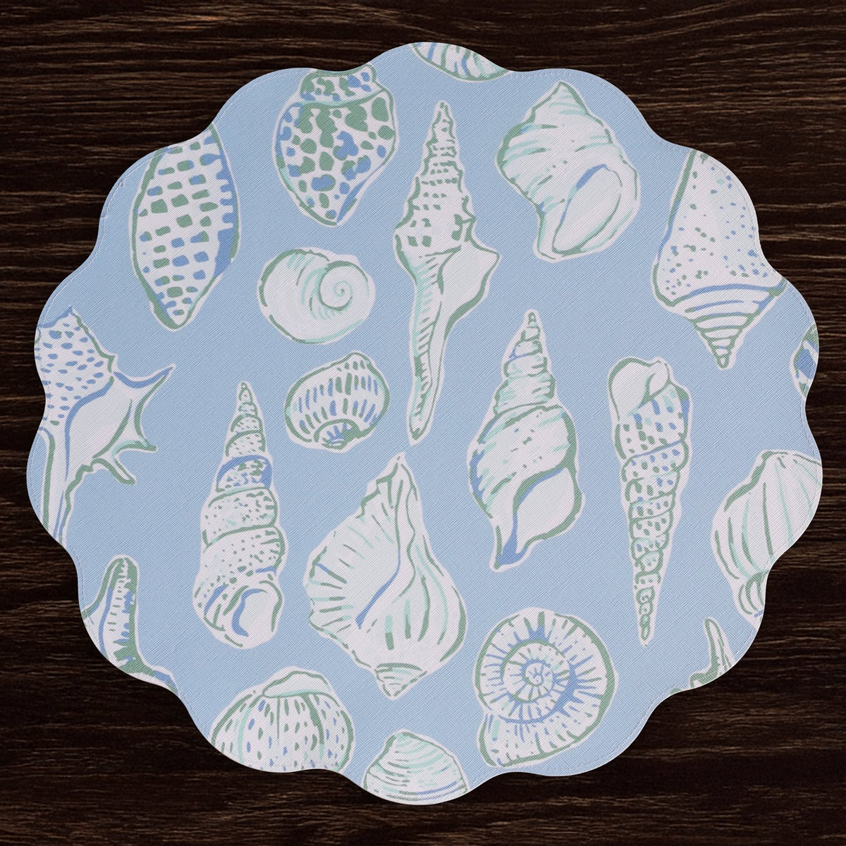 VIDA Shells & Scallops Round Placemats Reversible | Set of 4