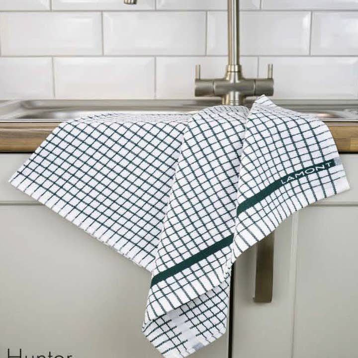 Poli-Dri Cotton Tea Towel Kitchen Linens Hunter Green 6-Pack White/Green by Samuel Lamont