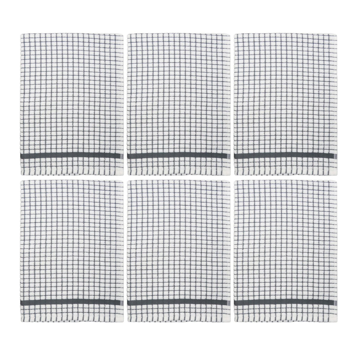 Poli-Dri Cotton Tea Towel Kitchen Linens Charcoal 6-Pack White/Grey by Samuel Lamont