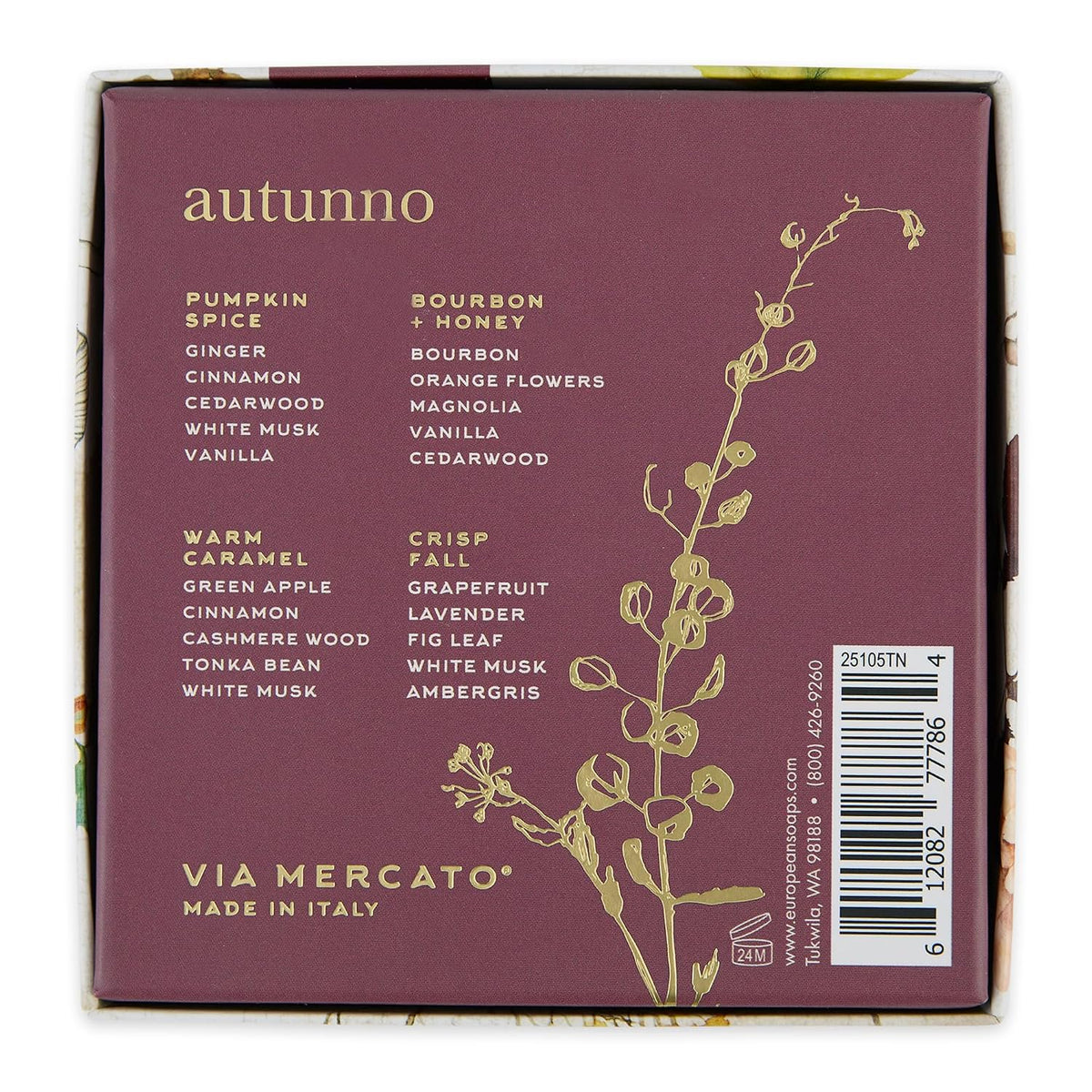 Via Mercato Autumn Soap Gift Set of 4 | Pumpkin Spice, Apple & Honey