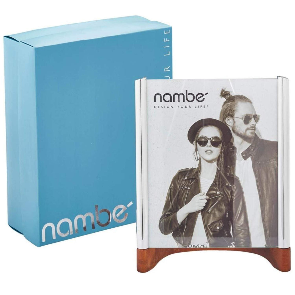 Nambe Sky View Picture Frame, Acacia Wood and Glass