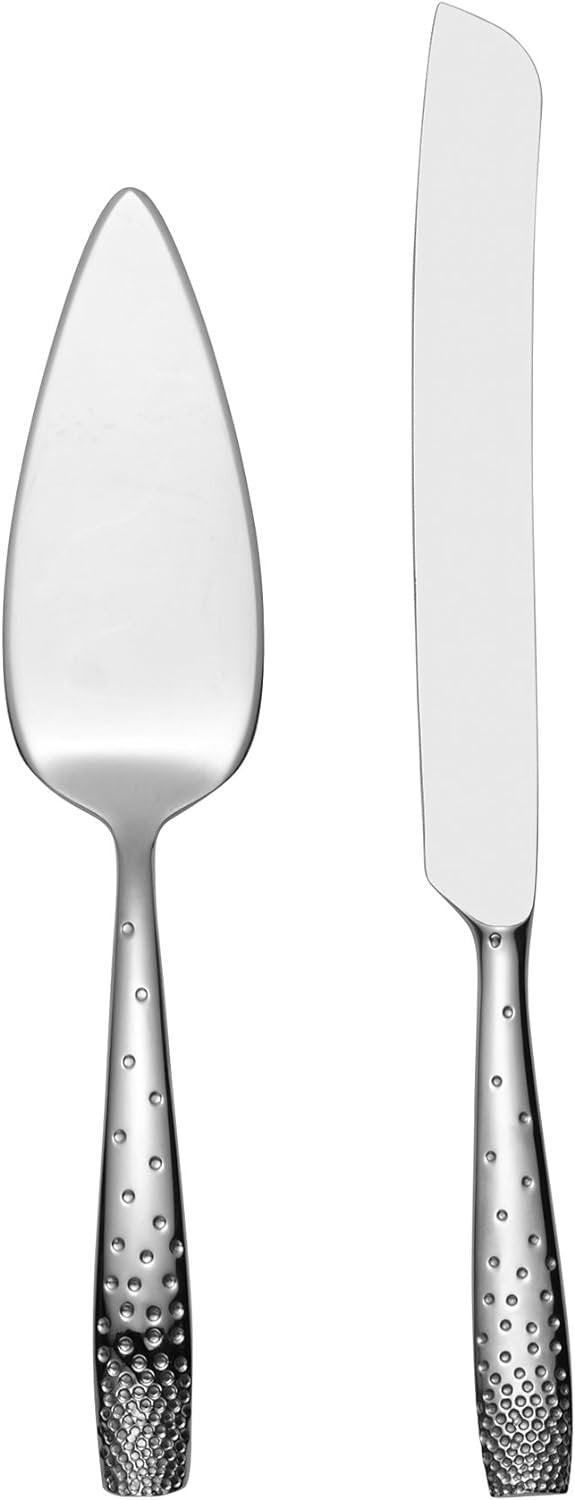 Nambe Dazzle Cake Knife and Server Set in Stainless Steel