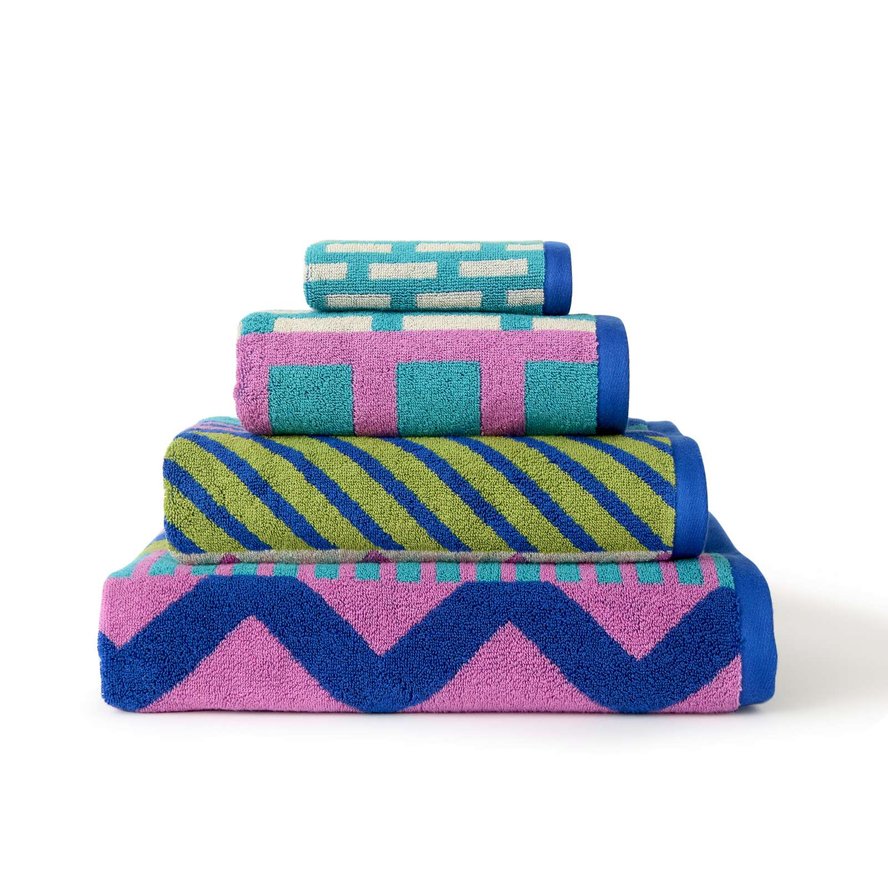 Donna Wilson Circus Pattern Hand Towel (19.7" x 35") 100% Cotton, 600gsm