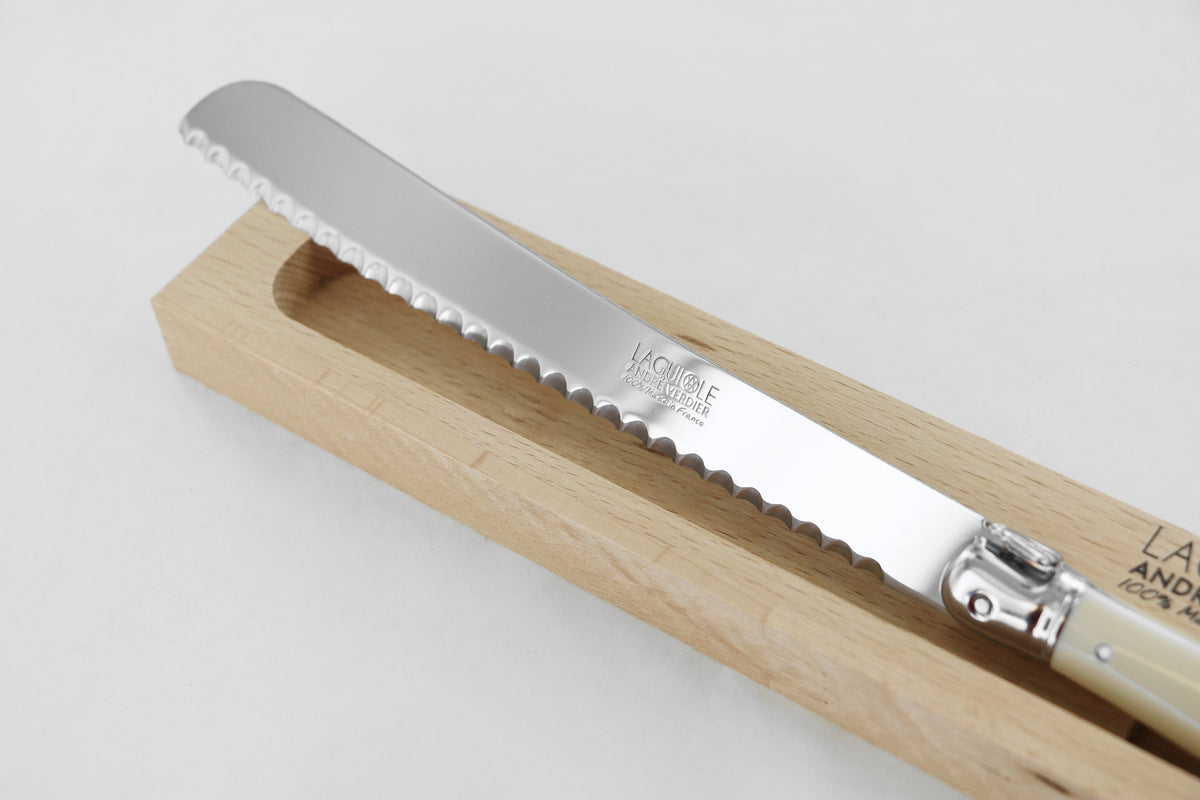 Andre Verdier Laguiole 5-Piece Host Serving Set — Ivory Handles, Beech Wood Gift-Box | Bread, Cheese & Salad Servers | Made in France
