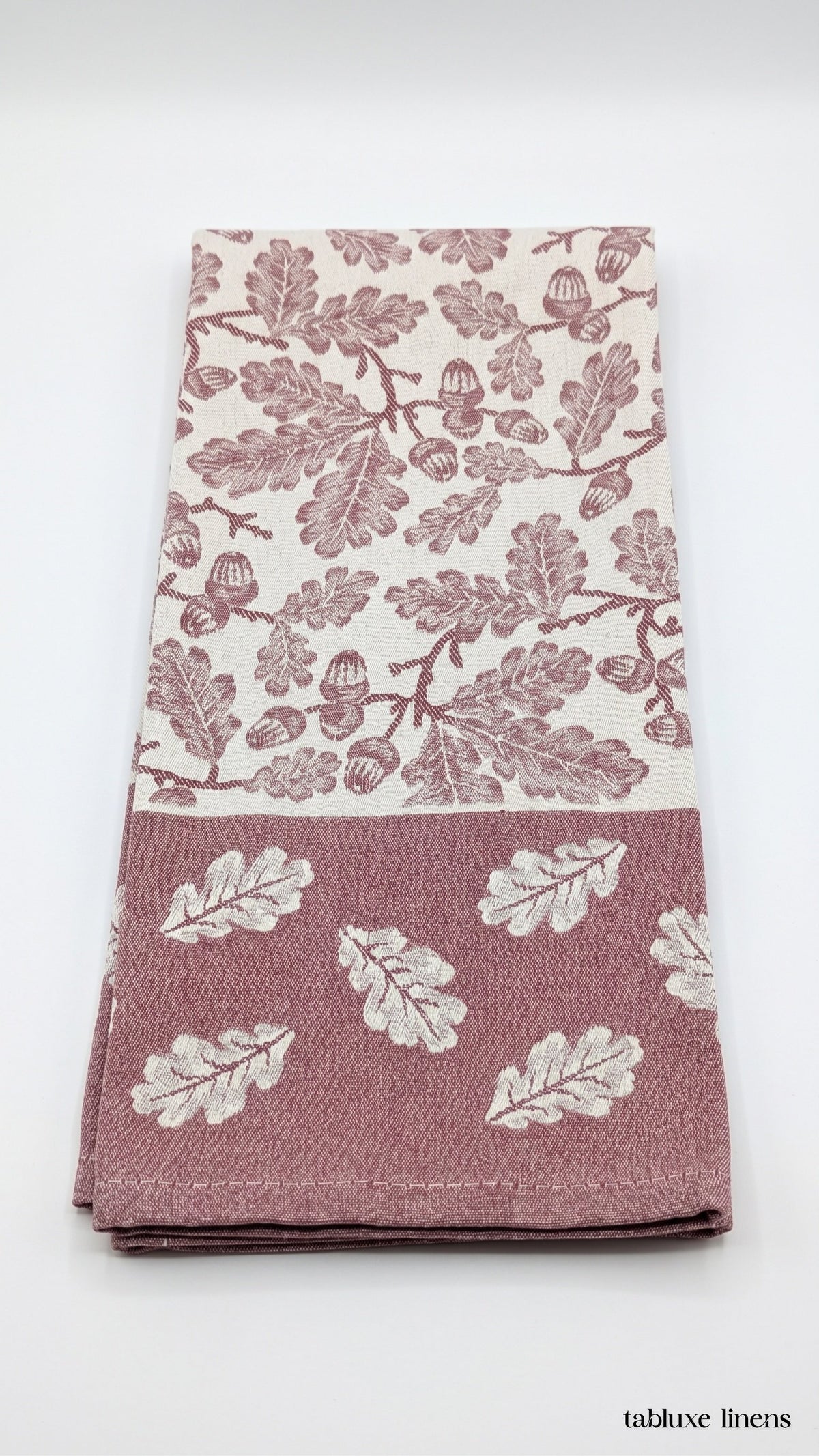 Busatti Rovere Burgundy Italian cotton kitchen towel folded on white background