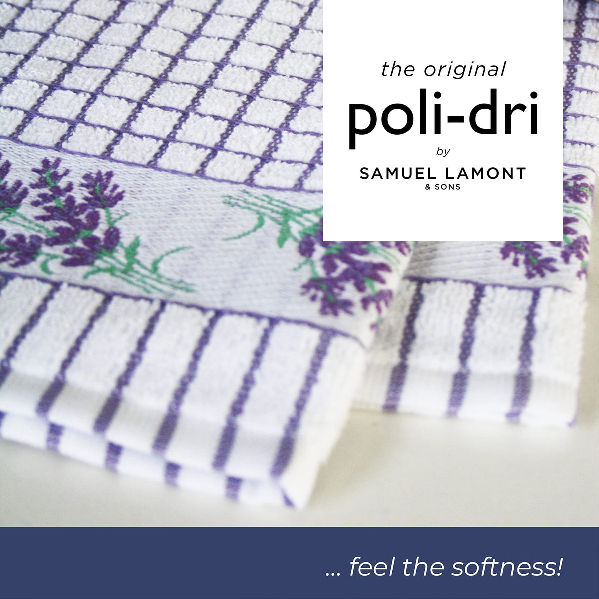 Poli-Dri Kitchen Towel Lavender Sprig  Pack-2 White/Lavender by Samuel Lamont