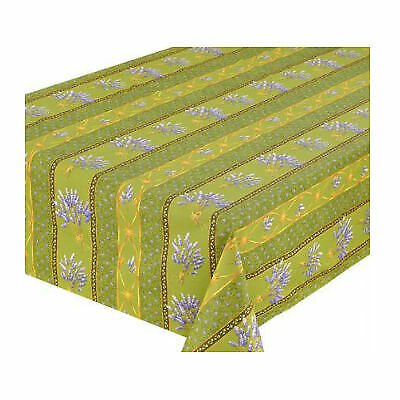 Le Cluny Lavender Green Coated Provencal Tablecloth | Easy-Care Cotton | Multi-Size
