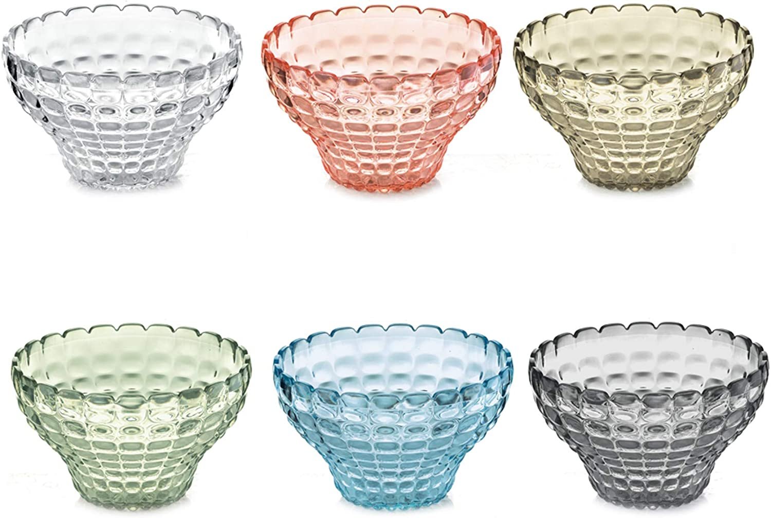 Guzzini, Tiffany Bowls Colors Set-6 Multicolor Ice-cream Fruit Dessert Serving
