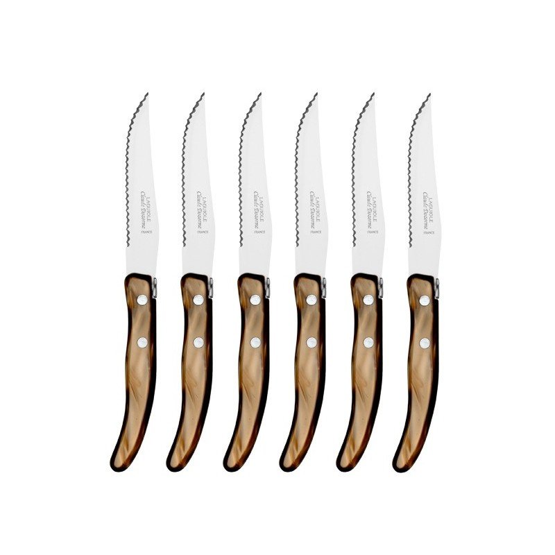 Claude Dozorme Laguiole Berlingot Steak Knives | Set of 6 | Capuccino