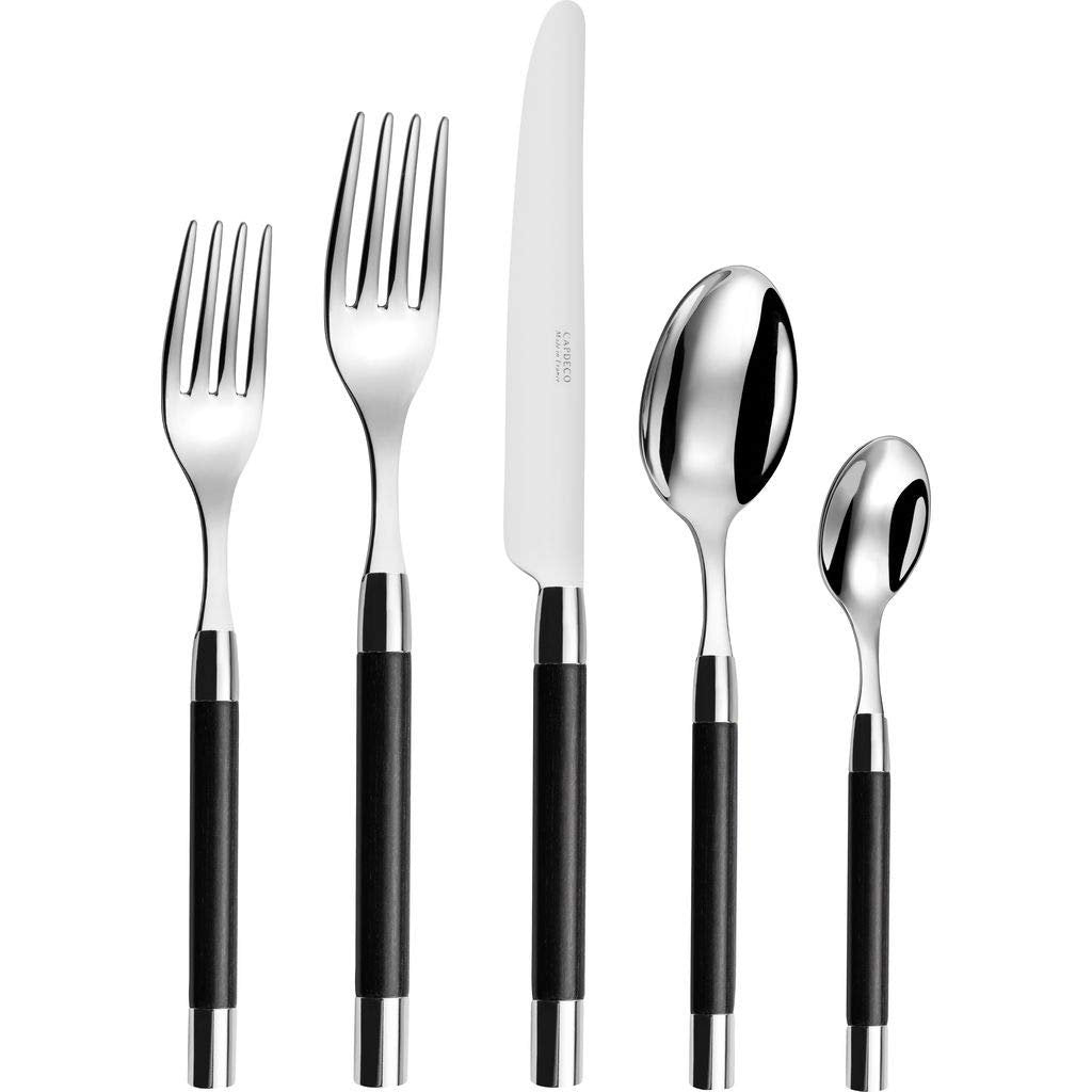 Capdeco Conty Black Wood 5 Piece Silverware Place Setting