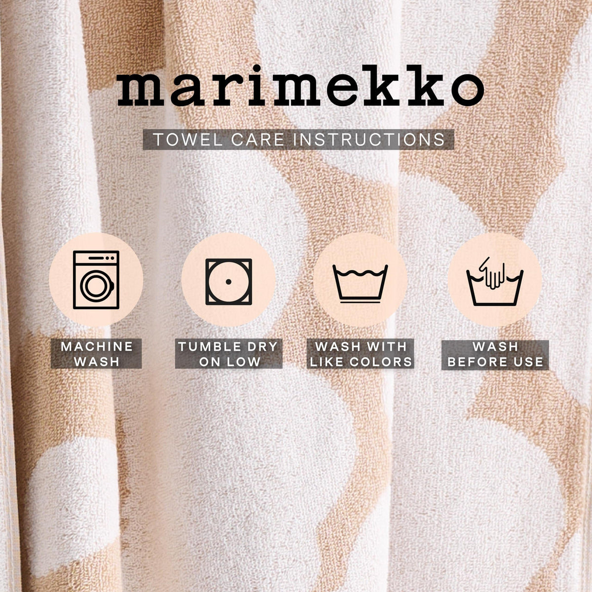 MARIMEKKO Unikko Terry Cotton Hand Towel Floral Patterned Hand Towels - Pink, 28 in x 20 in