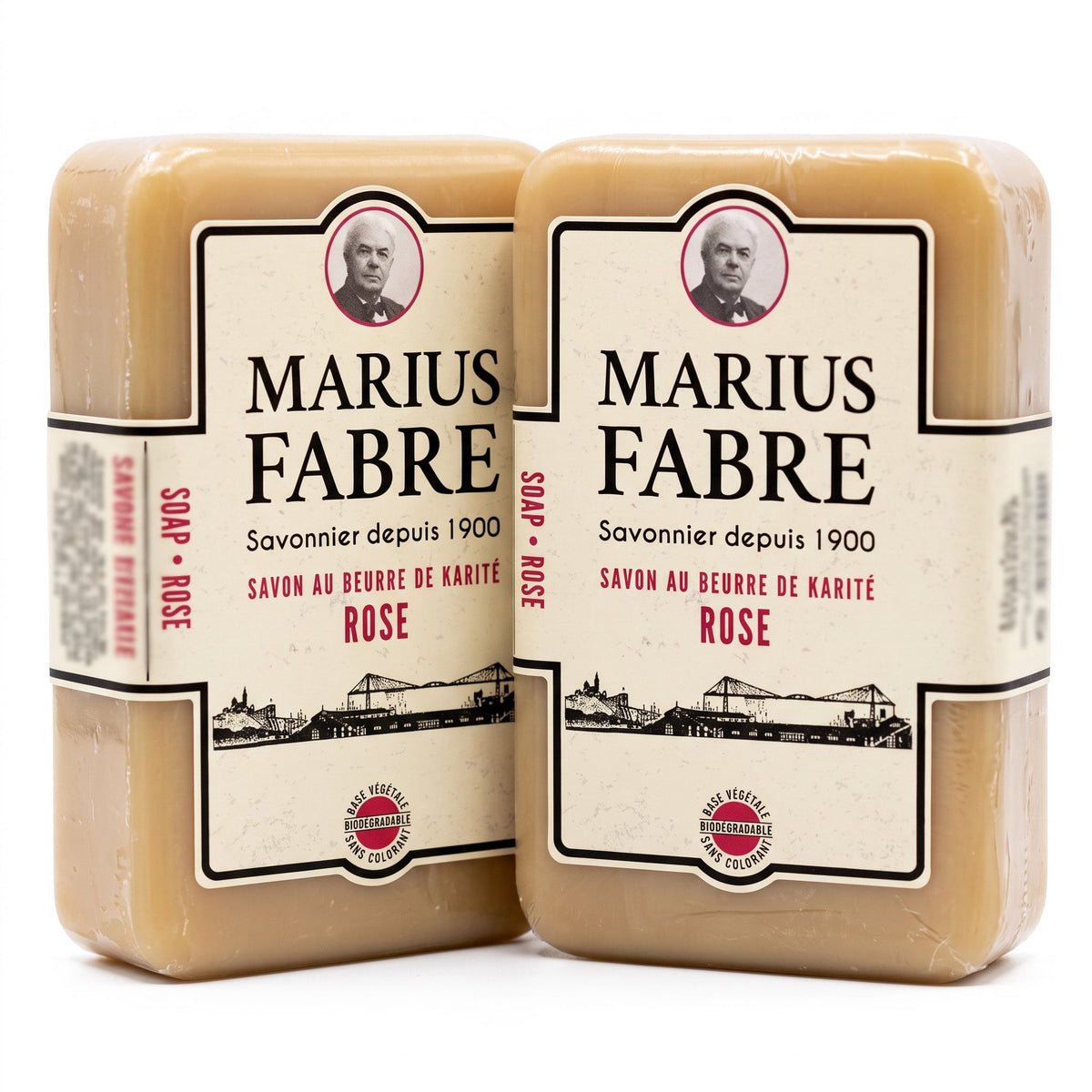 Marius Fabre Rose Shea Butter Soap Bar, set of 2, 150g each